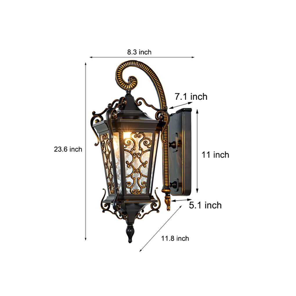 Modern Retro Outdoor Wall Lamp Waterproof Aluminum & Glass