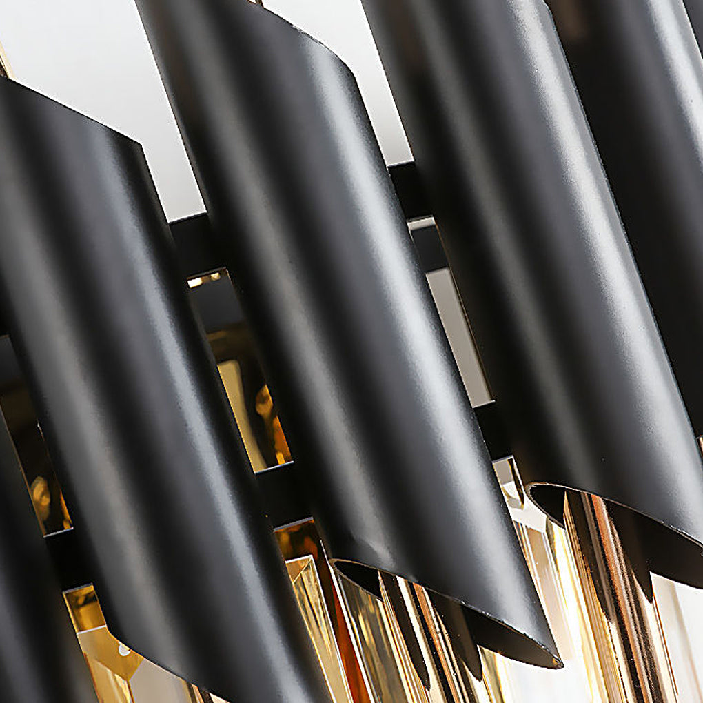 Crystal Metal Wall Sconce with Geometric Design – Gold & Black