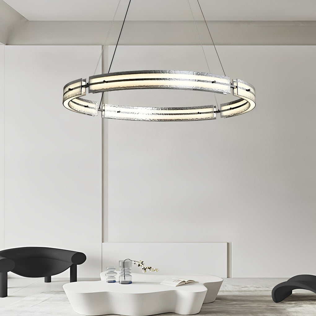 Modern LED Ring Chandelier with Stepless Dimming & Remote Control