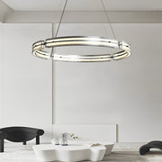 Modern LED Ring Chandelier with Stepless Dimming & Remote Control