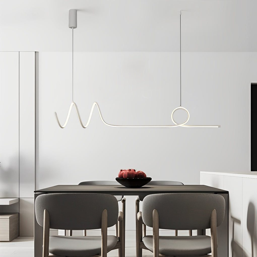 Modern Wave LED Pendant Light Dimmable Aluminum Dining Chandelier