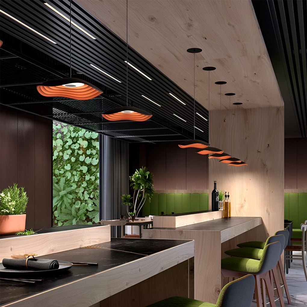 Modern Round Resin Pendant Light with 12W LED – Black & Gray