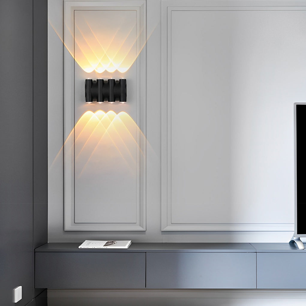 Modern Black LED Outdoor Wall Light Waterproof Up Down Washer Lamp
