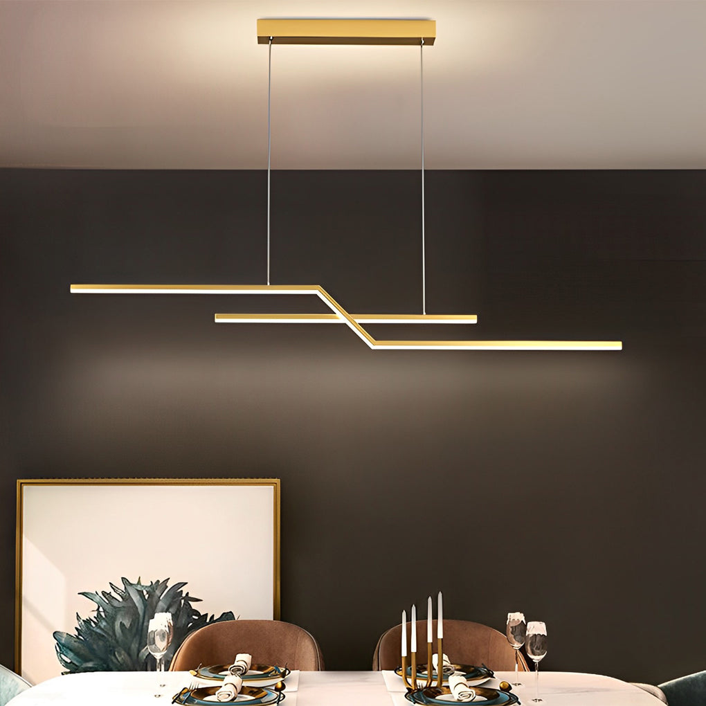 Modern Wave Linear LED Pendant Light with 3-Step Dimming