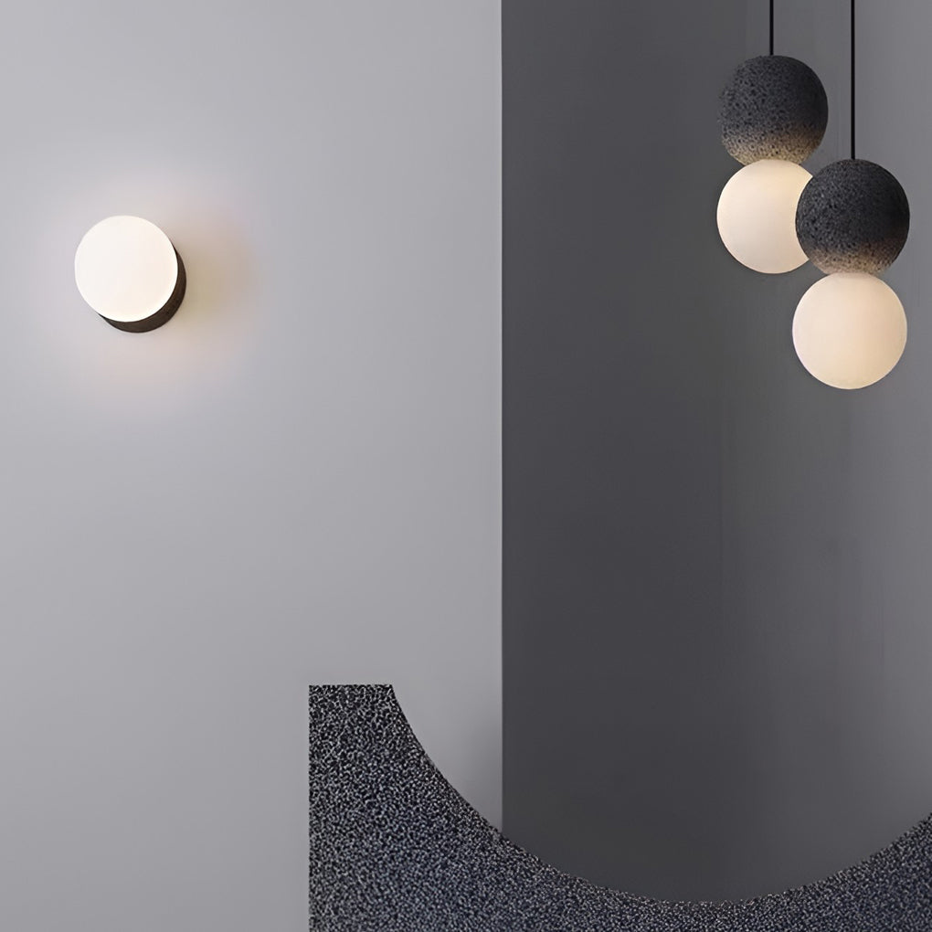 Modern Round Cement LED Wall Sconce & Pendant Light