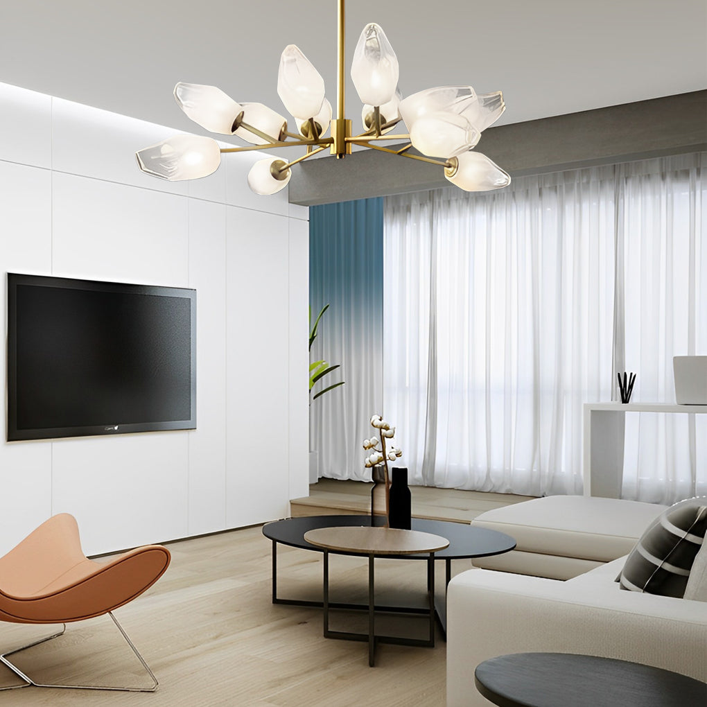 Modern Molecular Glass Chandelier Gold Electroplated LED Sputnik