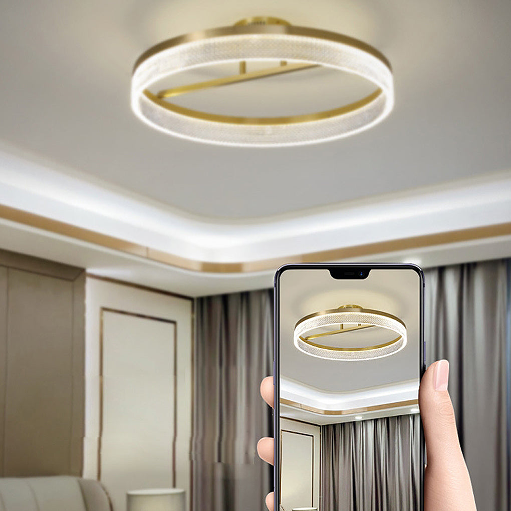 Modern Round Gold Ceiling Light 60W LED Flush Mount Acrylic Lamp