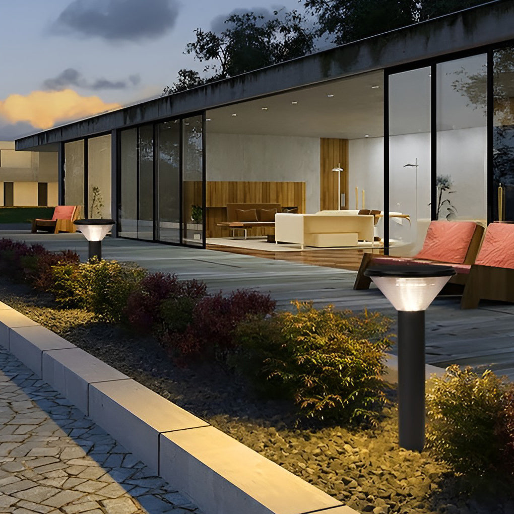 Solar LED Pathway Light Black Cylindrical Outdoor Landscape Lighting