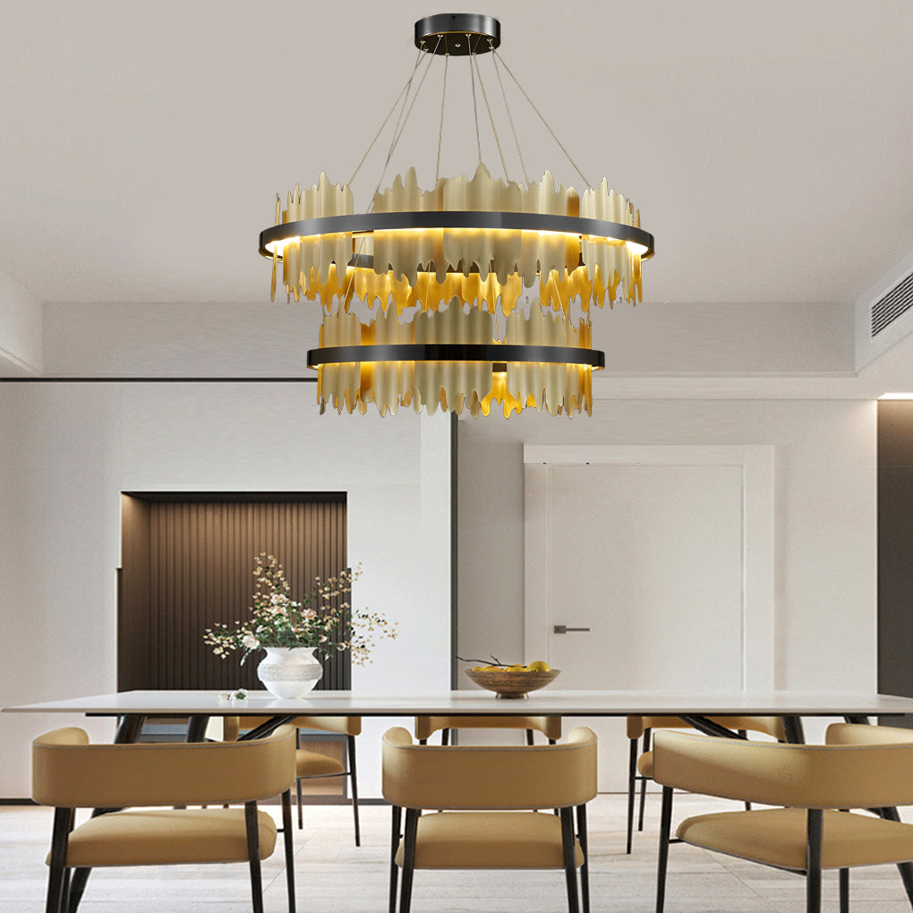 Modern Circular LED Chandelier with Stepless Dimming & Remote