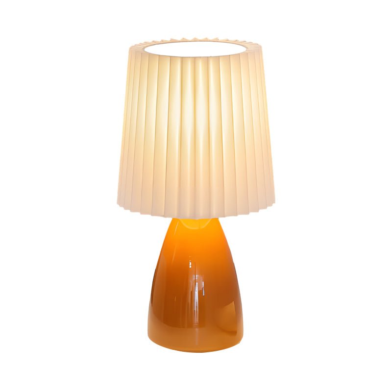Pleated Shade Glass Table Lamp with 3-Step Dimming