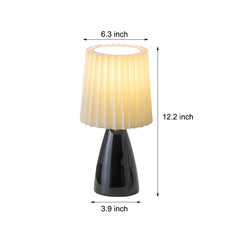 Pleated Shade Glass Table Lamp with 3-Step Dimming