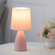 Pleated Shade Glass Table Lamp with 3-Step Dimming