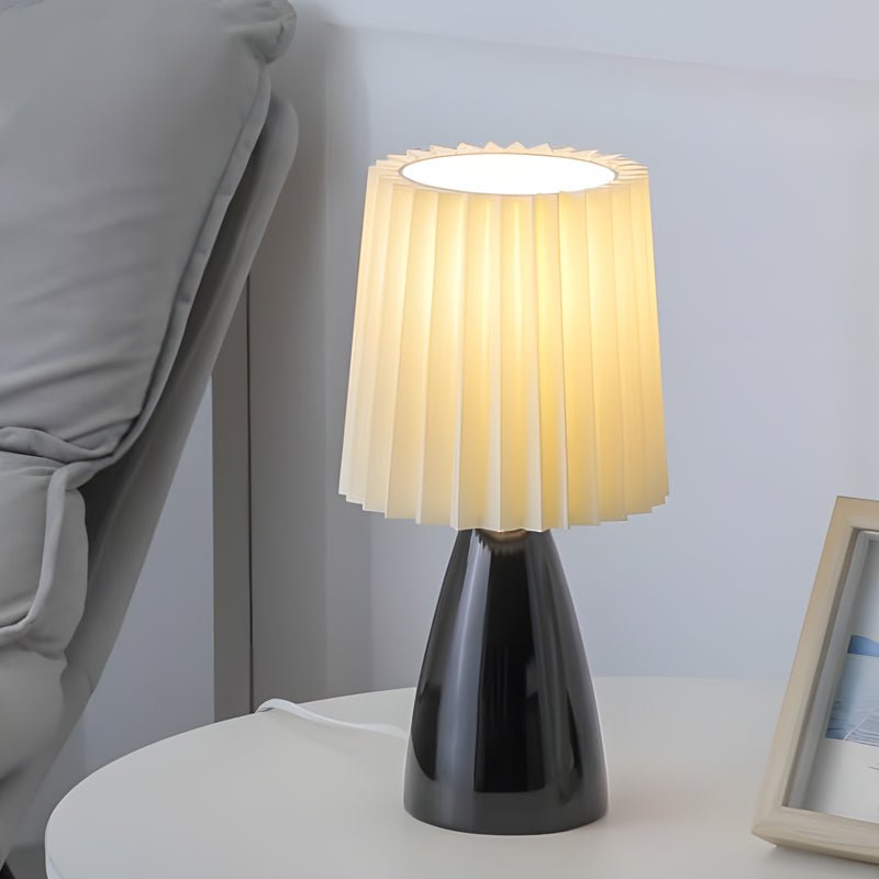 Pleated Shade Glass Table Lamp with 3-Step Dimming