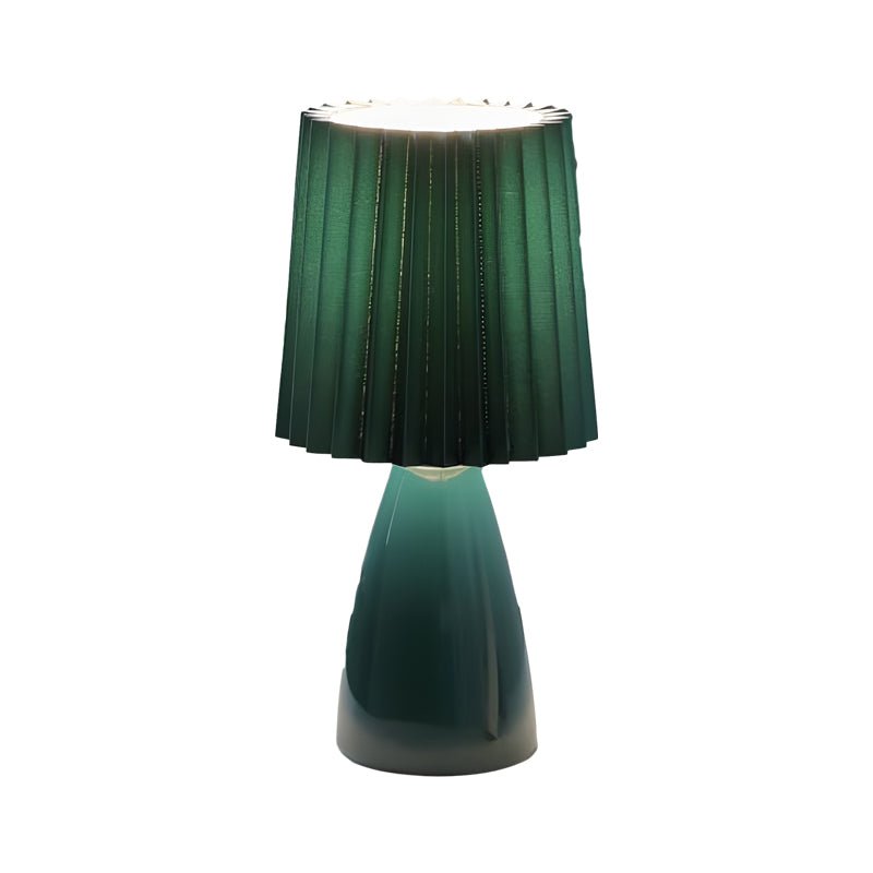 Pleated Shade Glass Table Lamp with 3-Step Dimming
