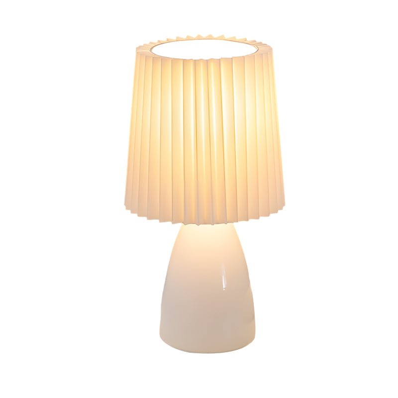 Pleated Shade Glass Table Lamp with 3-Step Dimming