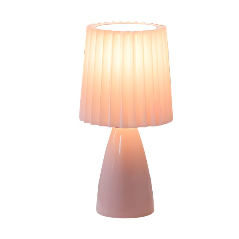 Pleated Shade Glass Table Lamp with 3-Step Dimming