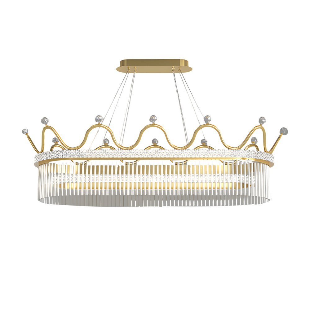 Oval Crystal Chandelier Modern Gold Pendant Light 3-Step Dimming