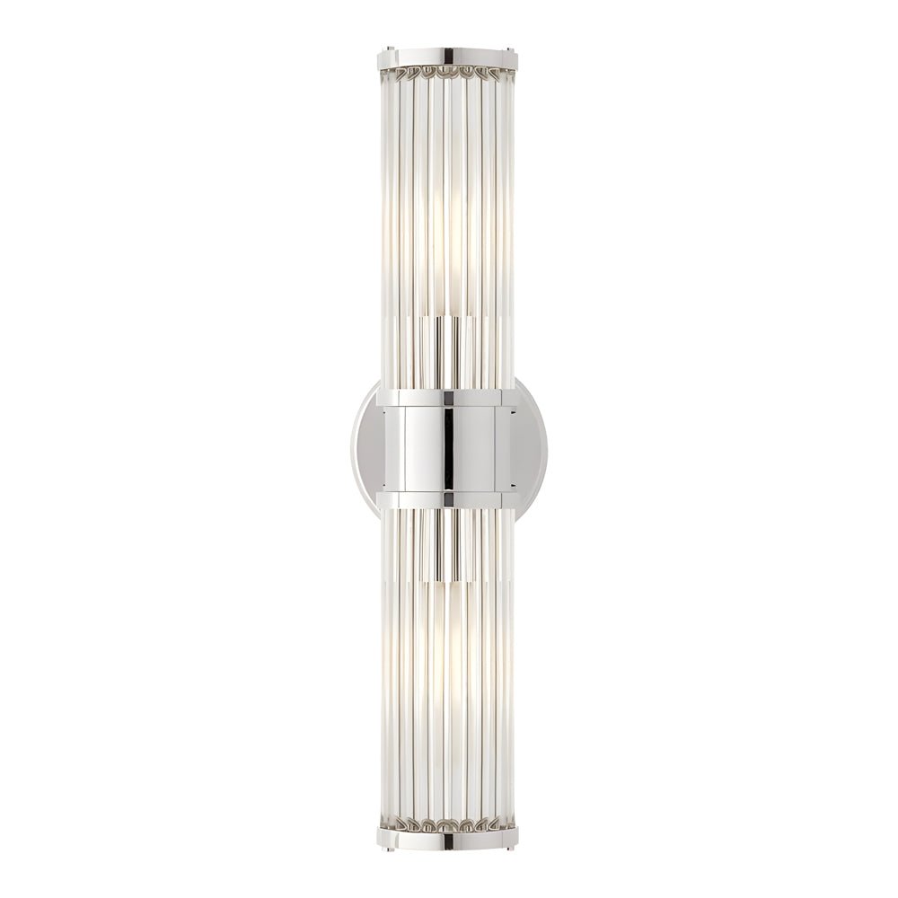 Modern Wall Sconce with Fluted Glass Shade - Gold or Chrome Finish