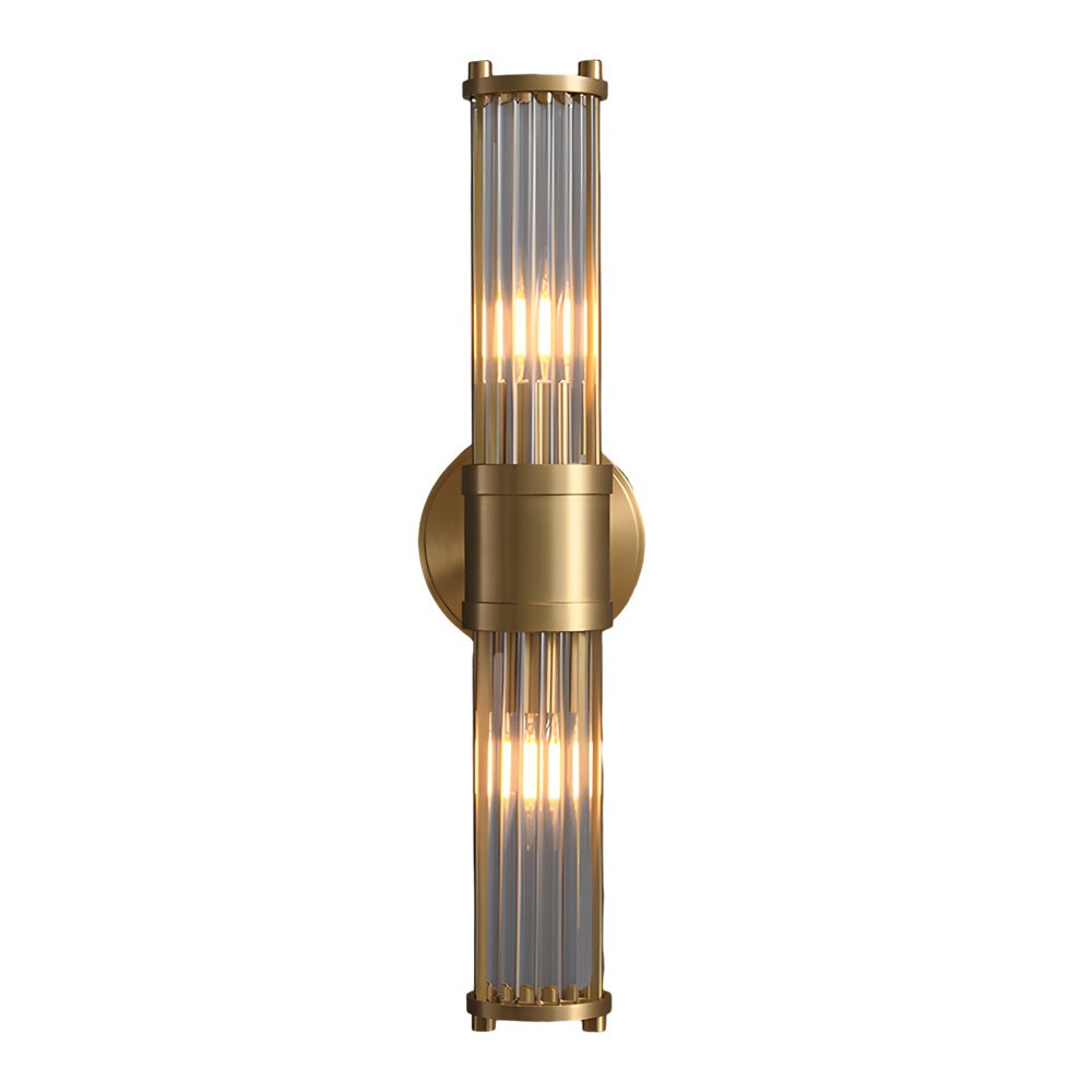 Modern Wall Sconce with Fluted Glass Shade - Gold or Chrome Finish