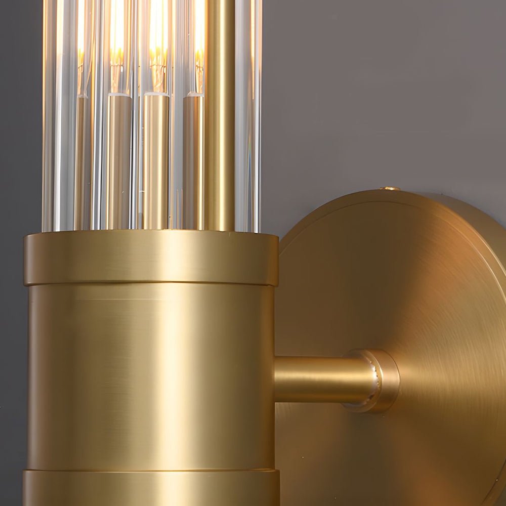 Modern Wall Sconce with Fluted Glass Shade - Gold or Chrome Finish
