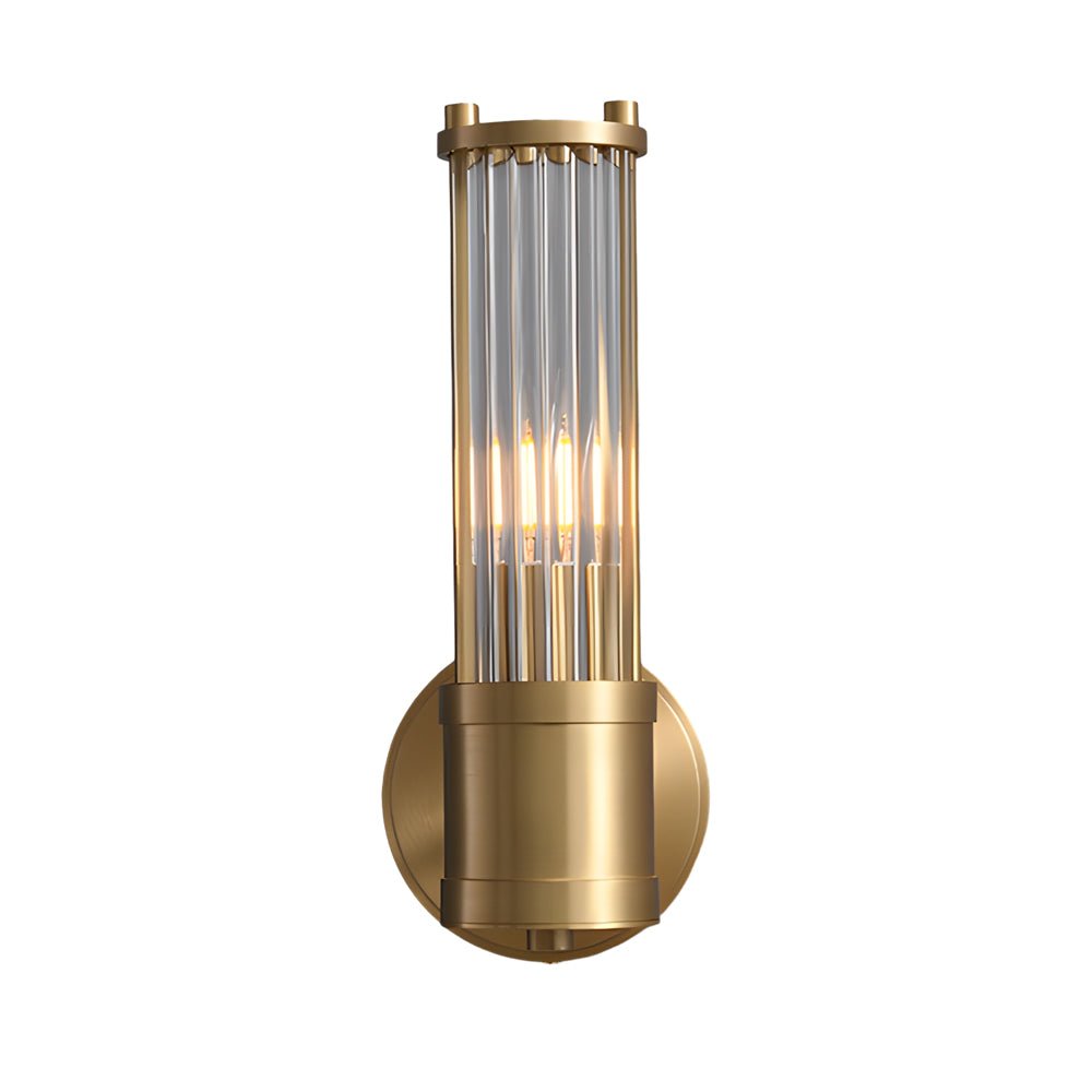 Modern Wall Sconce with Fluted Glass Shade - Gold or Chrome Finish