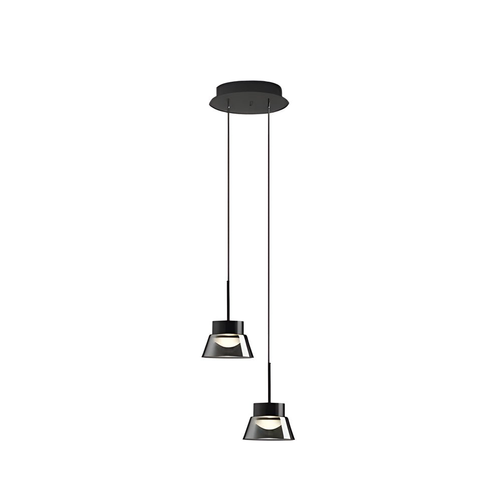 Smoked Gray Glass Pendant Light with Geometric Shade & LED