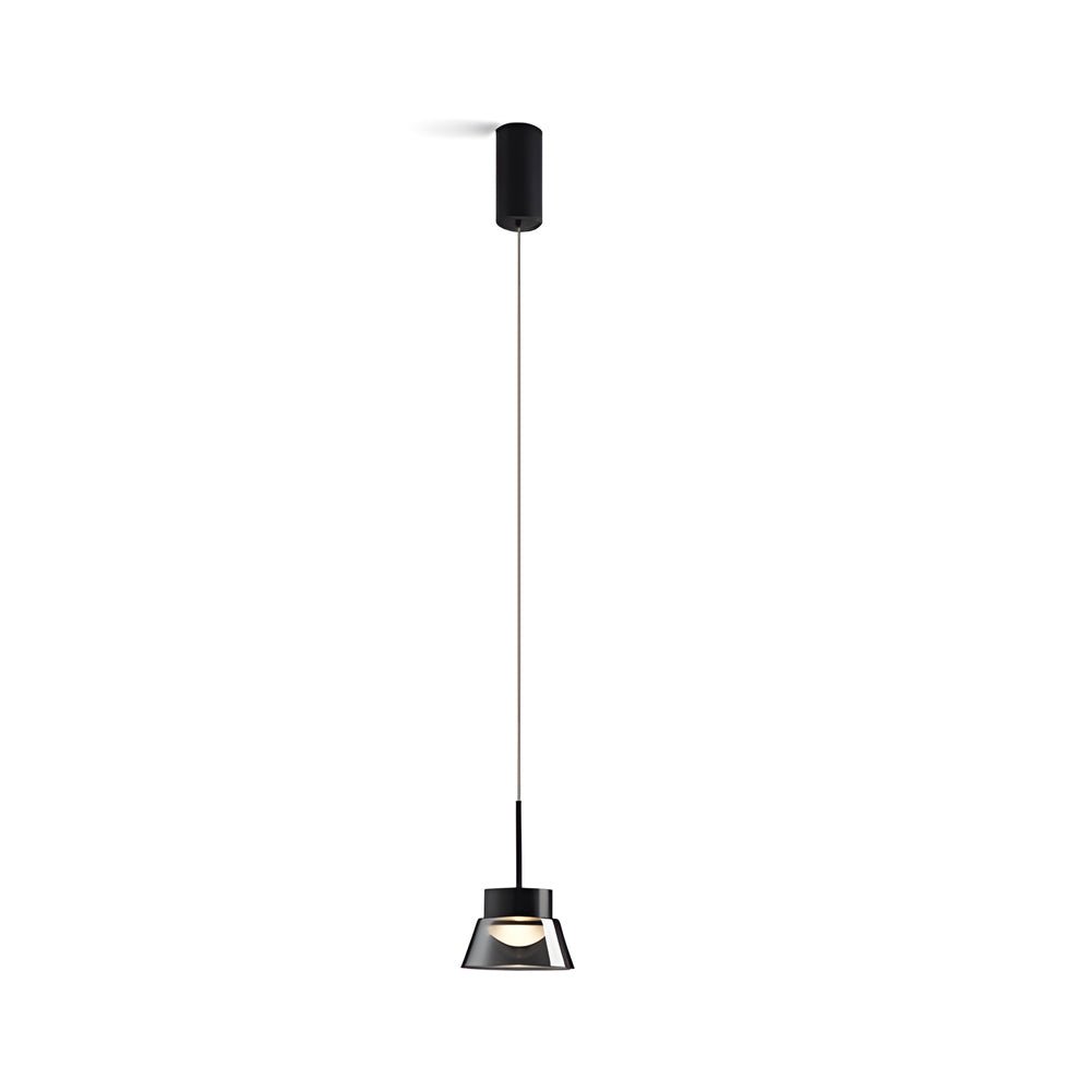 Smoked Gray Glass Pendant Light with Geometric Shade & LED