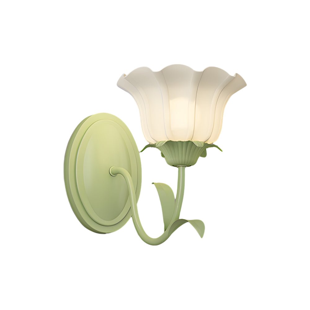 Green Glass Flower Wall Sconce with Three-Step Dimming