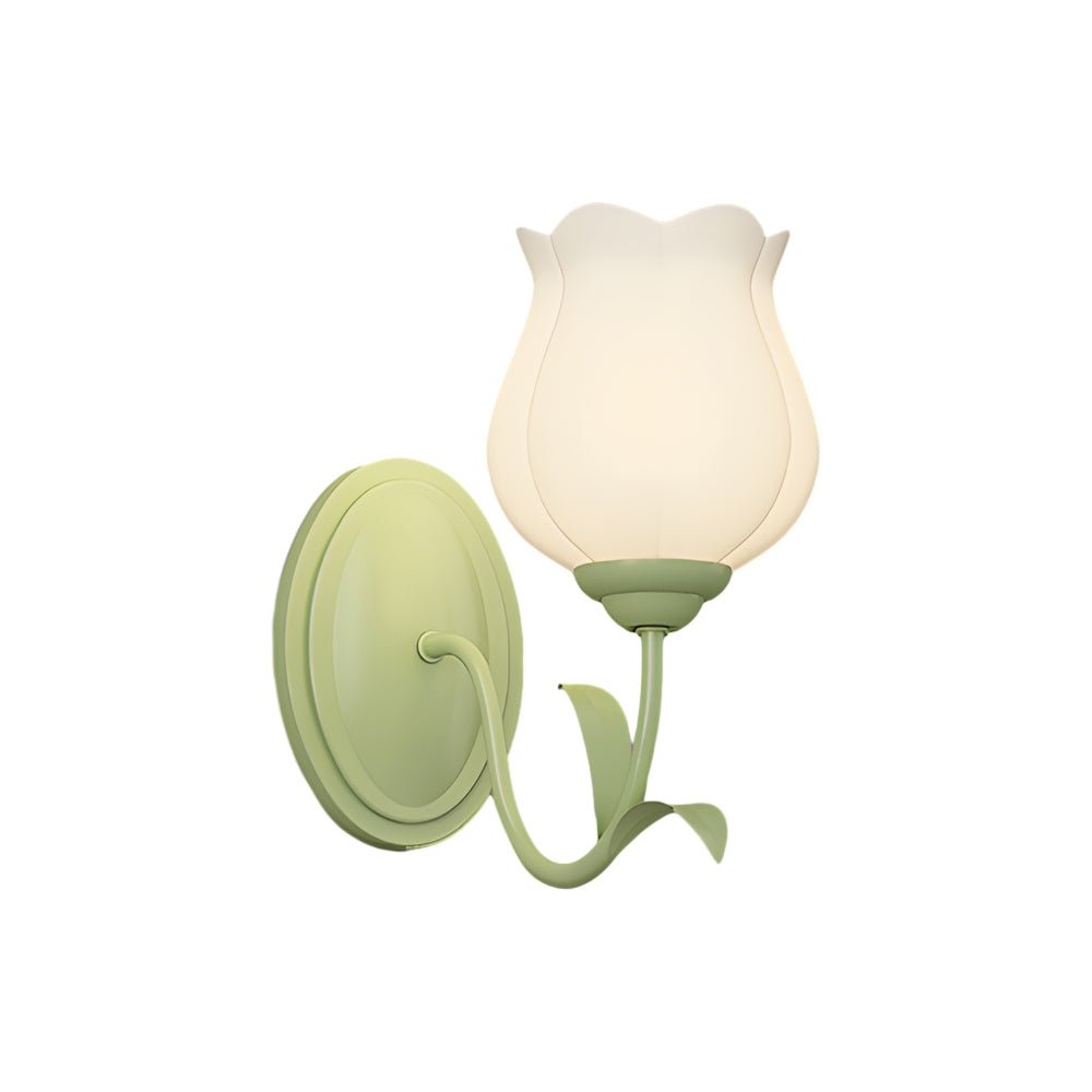 Green Glass Flower Wall Sconce with Three-Step Dimming