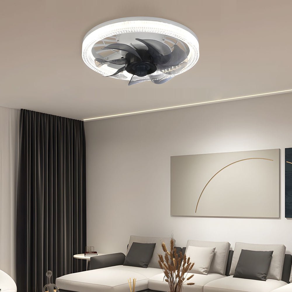 12.2" Low Profile LED Flush Mount Ceiling Fan with 7 Blades