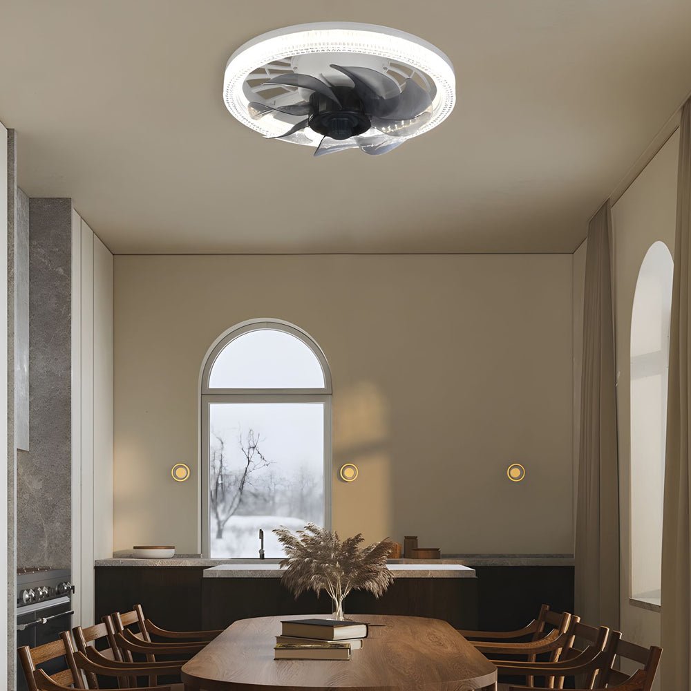 12.2" Low Profile LED Flush Mount Ceiling Fan with 7 Blades