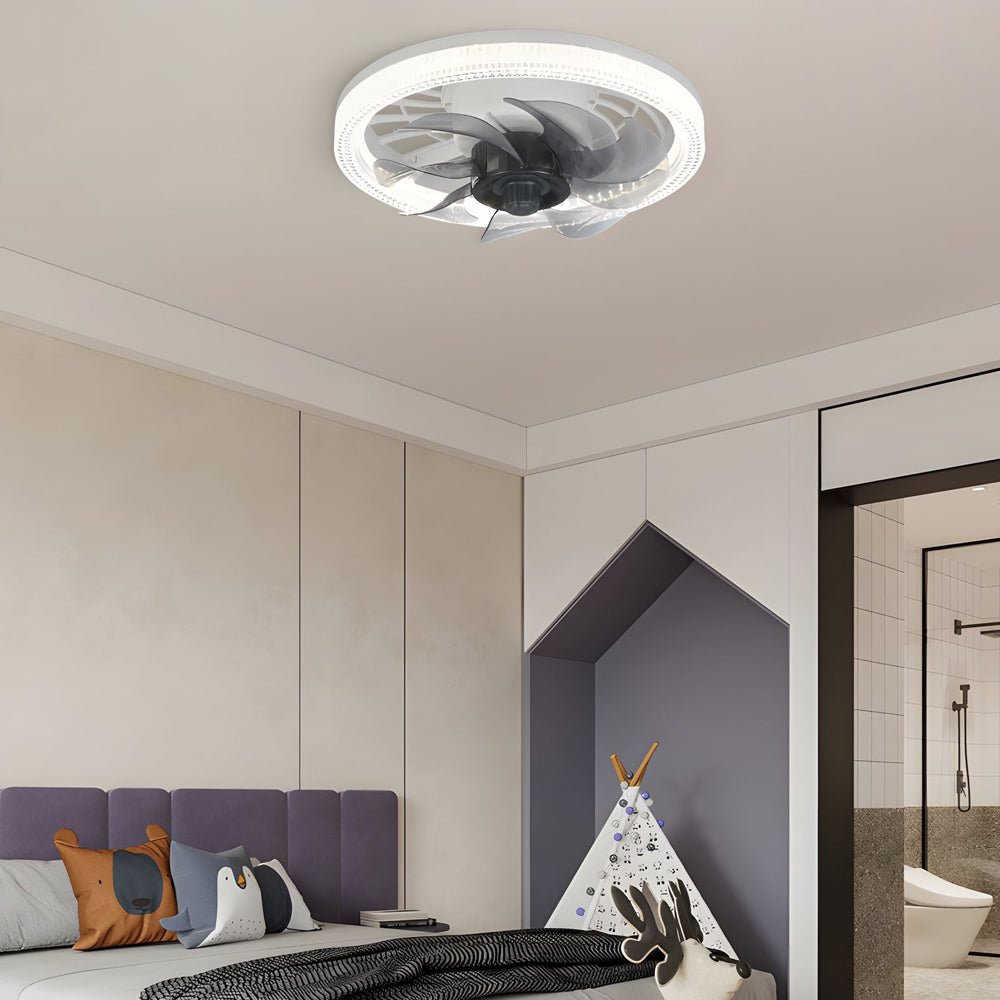 12.2" Low Profile LED Flush Mount Ceiling Fan with 7 Blades