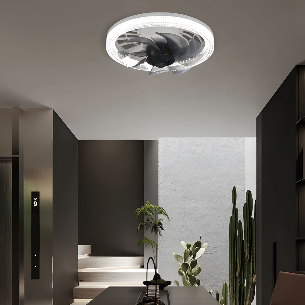 12.2" Low Profile LED Flush Mount Ceiling Fan with 7 Blades