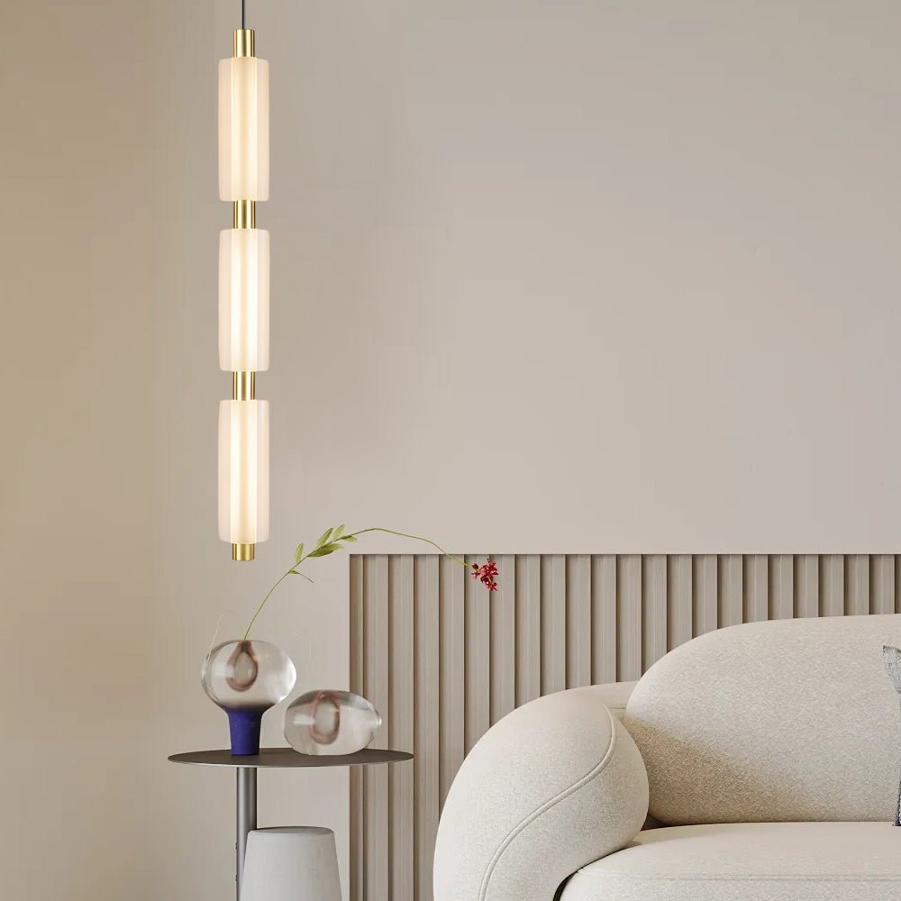 Modern Acrylic Cylinder Pendant Light - 1/2/3 Heads Gold Black