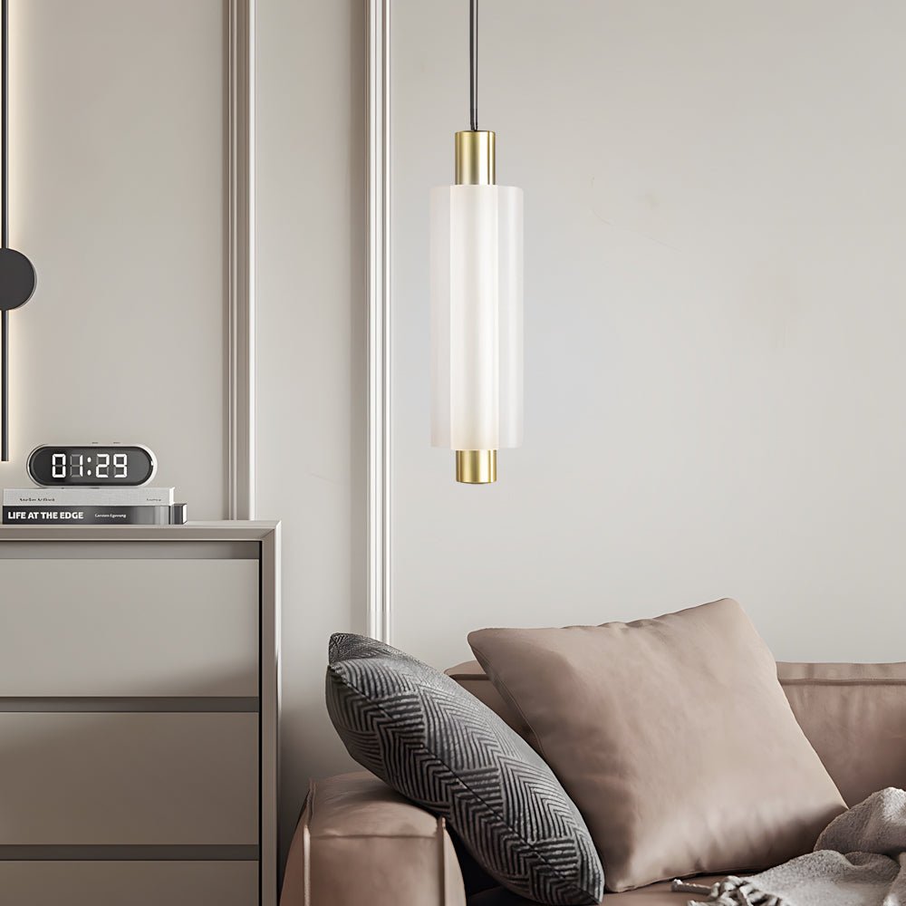 Modern Acrylic Cylinder Pendant Light - 1/2/3 Heads Gold Black