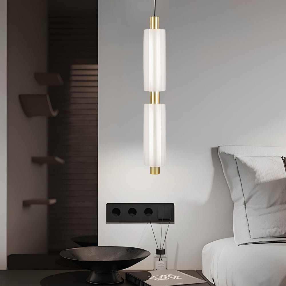 Modern Acrylic Cylinder Pendant Light - 1/2/3 Heads Gold Black