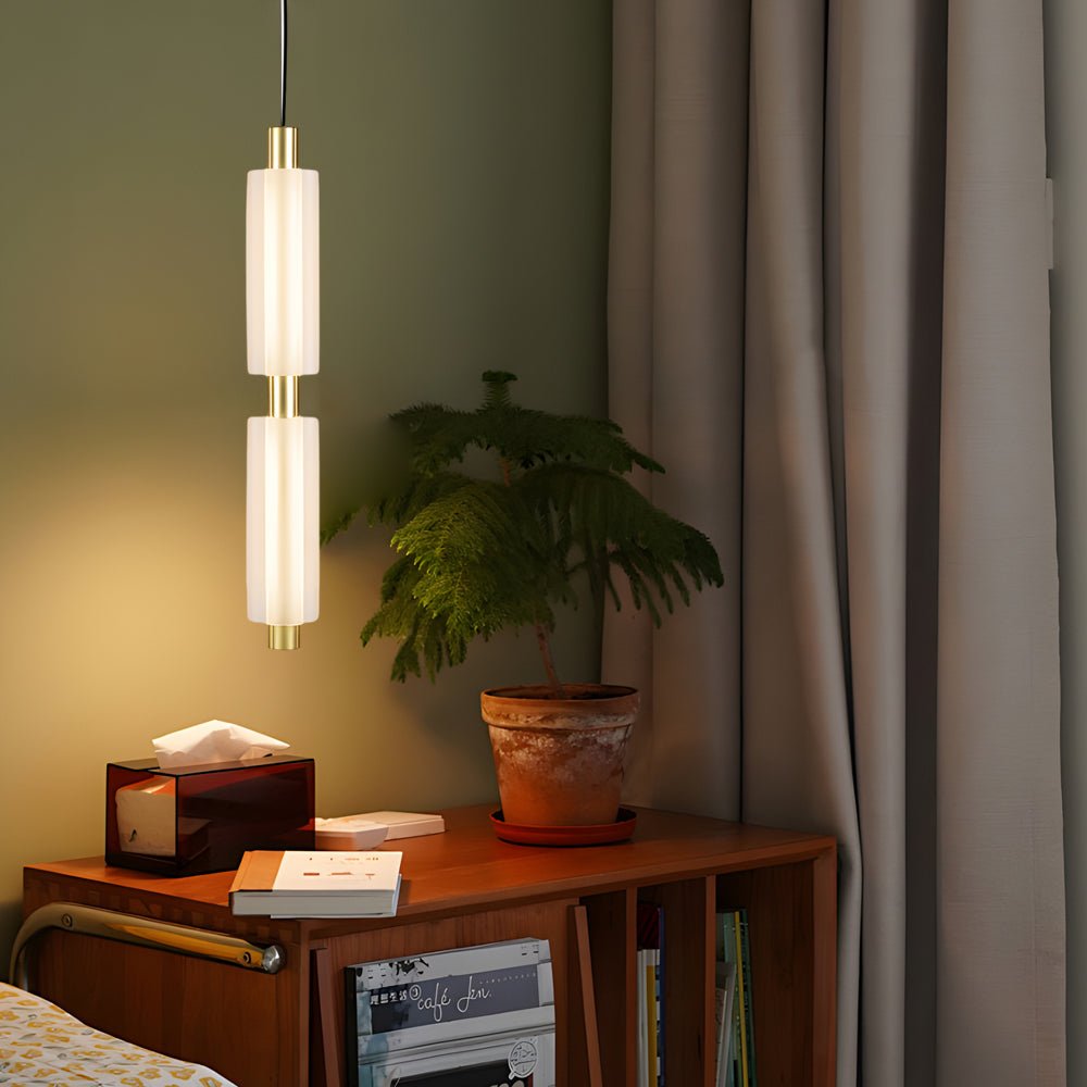 Modern Acrylic Cylinder Pendant Light - 1/2/3 Heads Gold Black