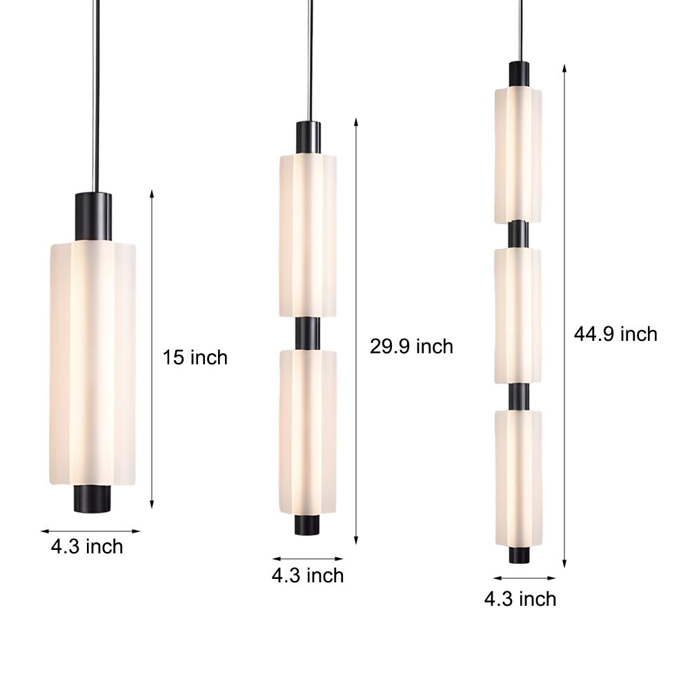 Modern Acrylic Cylinder Pendant Light - 1/2/3 Heads Gold Black