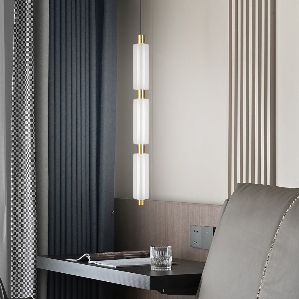 Modern Acrylic Cylinder Pendant Light - 1/2/3 Heads Gold Black