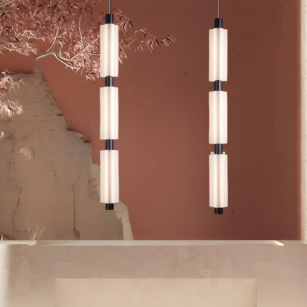 Modern Acrylic Cylinder Pendant Light - 1/2/3 Heads Gold Black