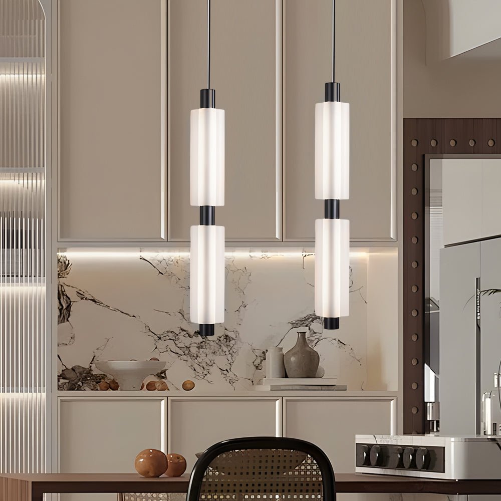 Modern Acrylic Cylinder Pendant Light - 1/2/3 Heads Gold Black