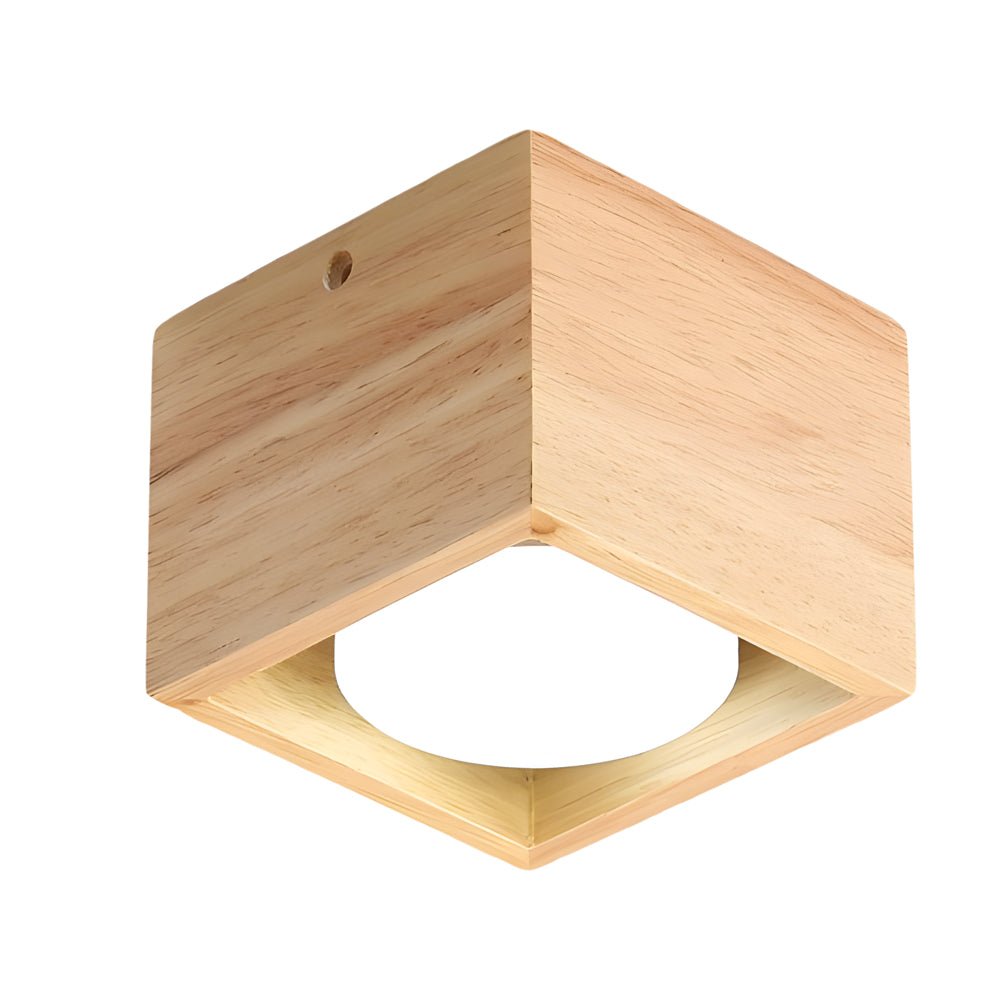 Square Wood Cube Spotlight LED Flush Mount Light - 1/2/4-Light