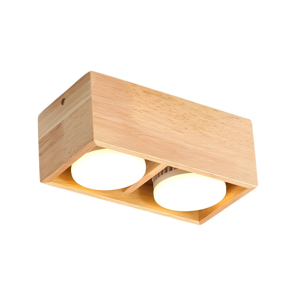 Square Wood Cube Spotlight LED Flush Mount Light - 1/2/4-Light