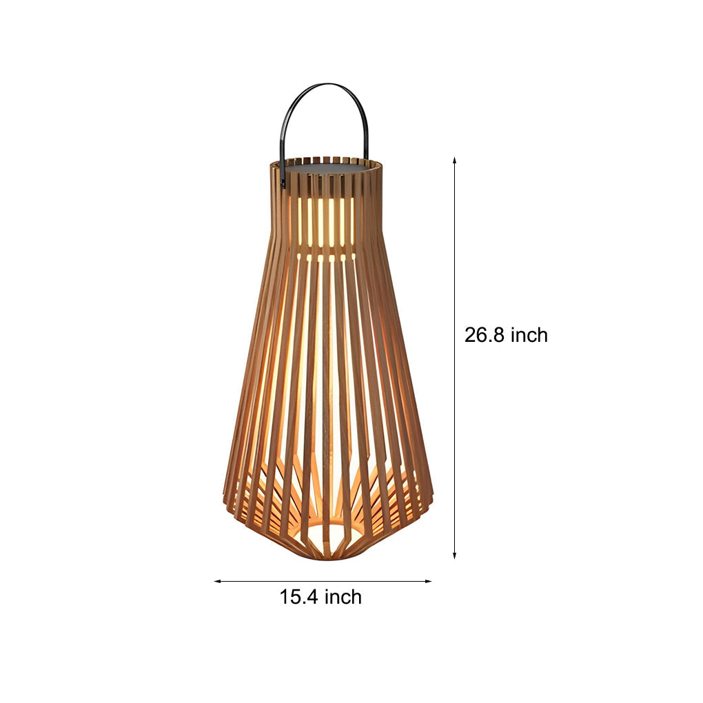 Portable Solar Wood LED Outdoor Lantern with Rotating Handle
