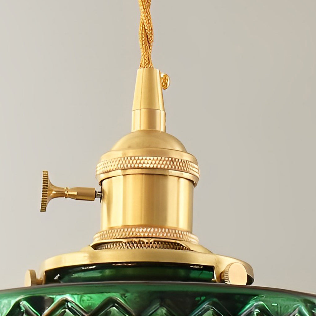 Green Glass Pendant Light with Copper Fittings – Nordic Retro