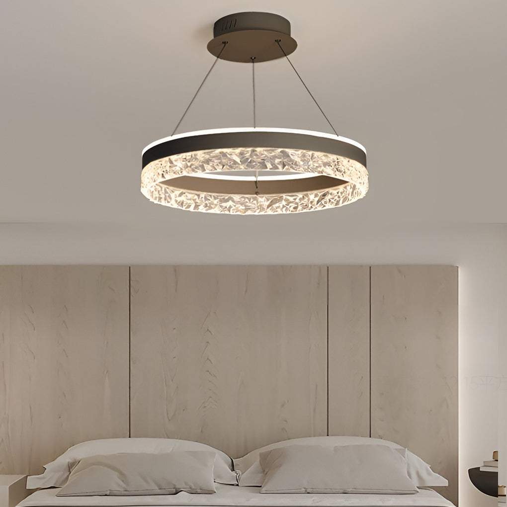 Modern Circular Ring LED Chandelier with Three-Step Dimming