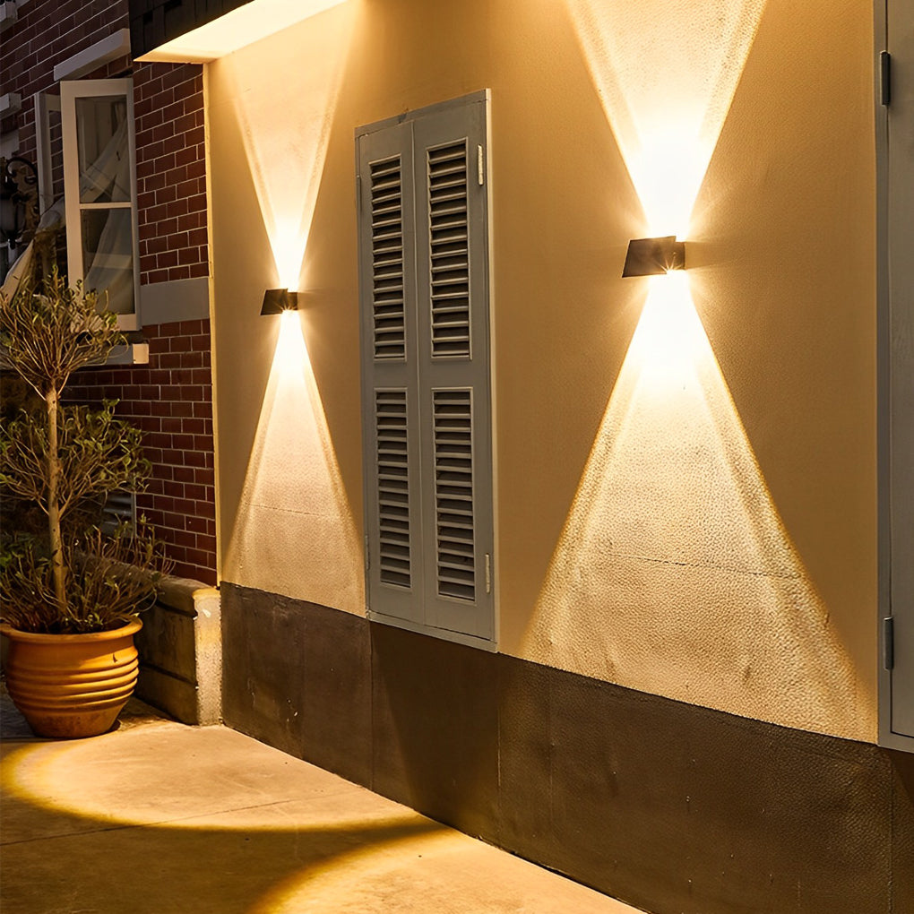 Solar LED Up Down Wall Light Waterproof Outdoor Modern Washer