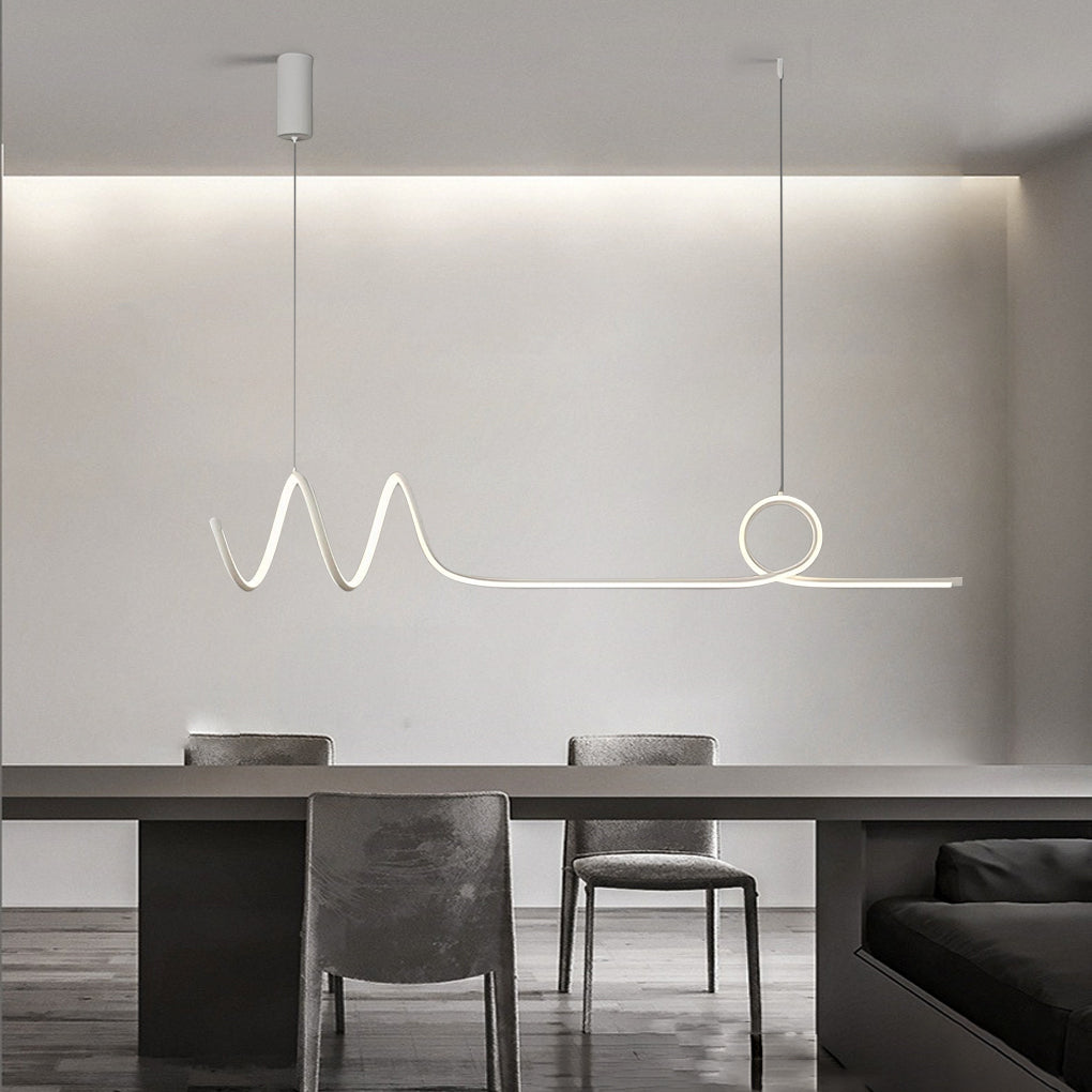 Modern Wave LED Pendant Light Dimmable Aluminum Dining Chandelier