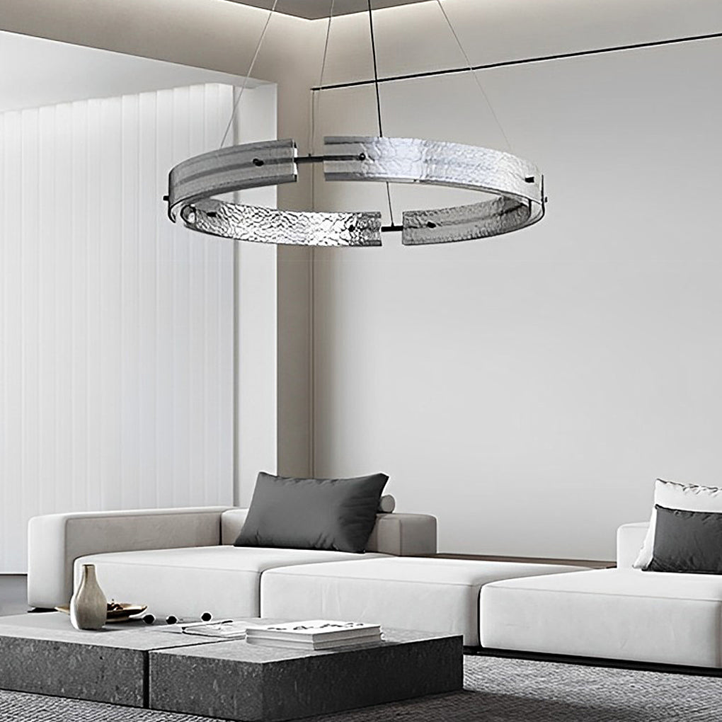 Modern LED Ring Chandelier with Stepless Dimming & Remote Control