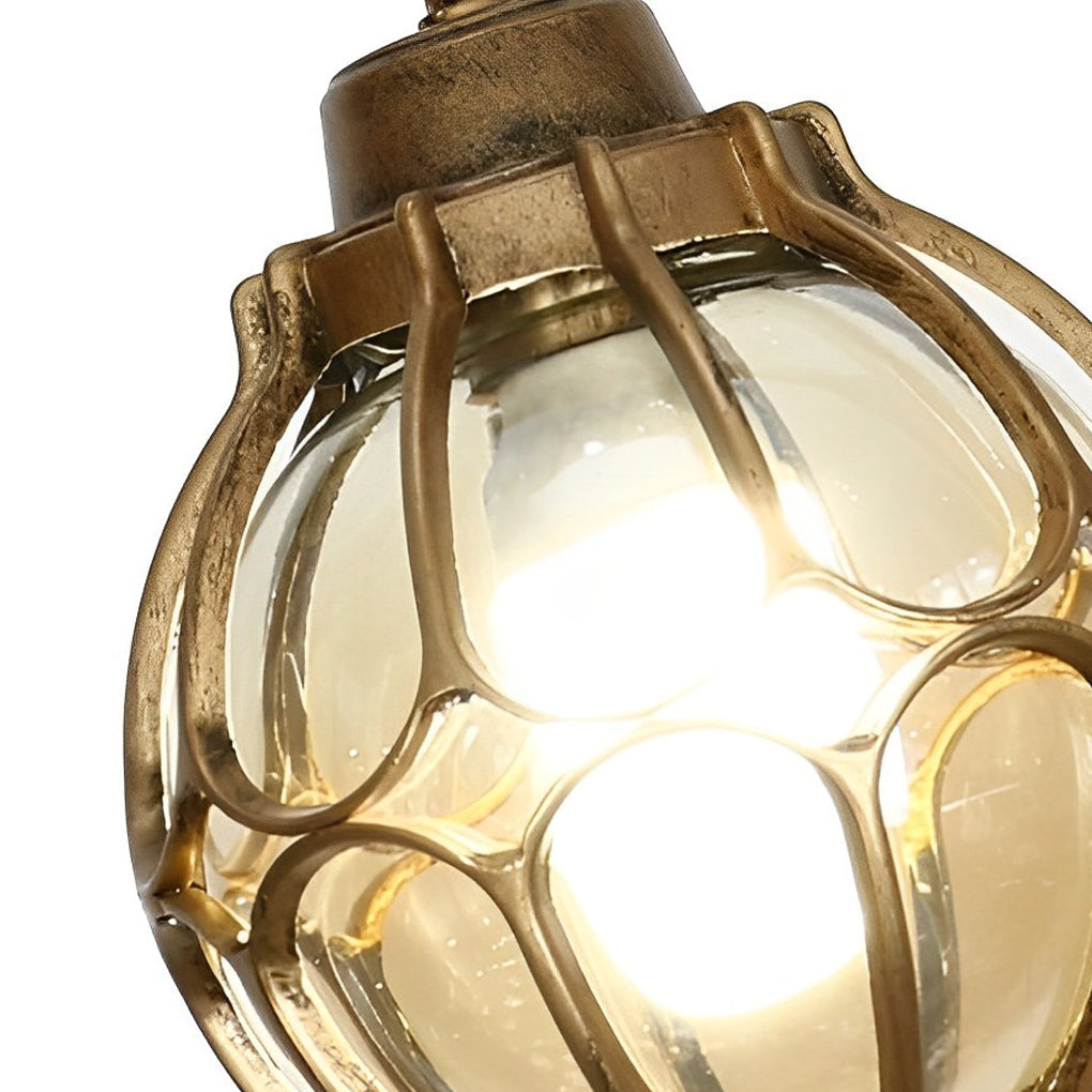 Glass Ball Outdoor Pendant Light | Waterproof Aluminum Chandelier